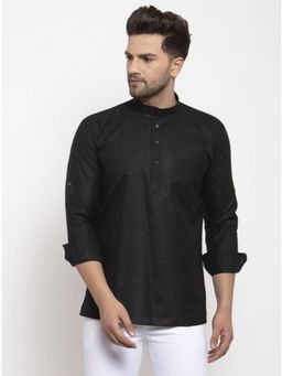 Kraft India - Men Black Solid Short Length Kurta