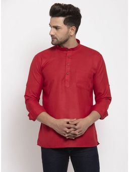 Kraft India - Men Red Solid Short Length Kurta