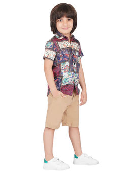 Avokiddos - Boys Abstract Print Multi-Color Casual Shirt