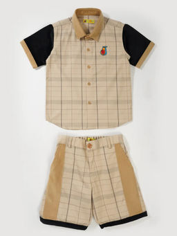 Avokiddos - Boys Cowboy Relaxed Fit Beige Co-Ord (Set of 2)