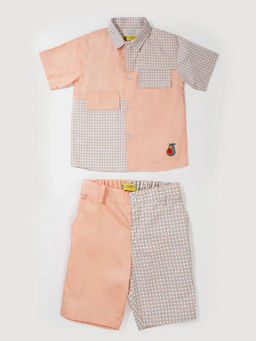 Avokiddos - Boys Dot To Dot Relaxed Fit Orange Co-Ord (Set of 2)