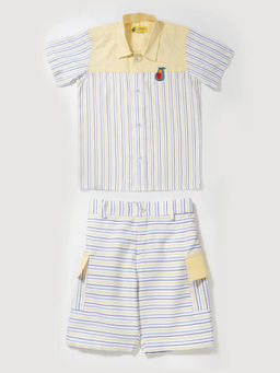 Avokiddos - Boys Sailor Boy Relaxed Fit Blue Co-Ord (Set of 2)