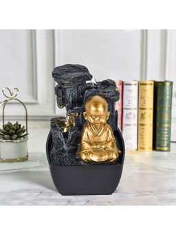 HomeTown - Impression Polyresin Monk Fountain 13X18Cm In Gold Colour