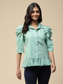 Aarke Ritu Kumar - Green Ruffle Top