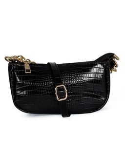 London Rag - Croc Sling Bag in Black