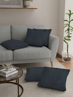 FABINALIV - Grey Solid Rabbit Fur Square Cushion Covers (Pack of 5) (16X16 Inches)