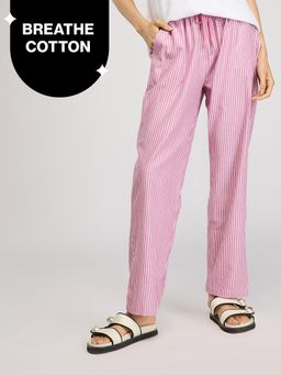 Nykd by Nykaa - Super Comfy Cotton Relax Fit Pajama-NYS141-Grape Stripe