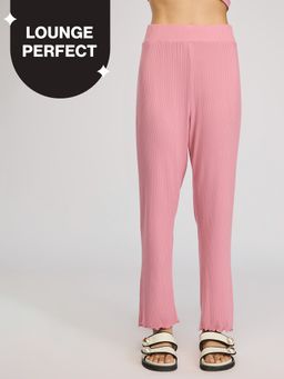 Nykd by Nykaa - Summer Essential Soft and Comfy Breathable Rib Lounge Pajama-NYS909-Pink