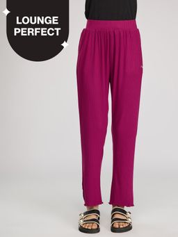 Nykd by Nykaa - Summer Essential Soft and Comfy Breathable Rib Lounge Pajama-NYS909-Wine
