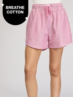 Nykd by Nykaa - Summer Essential Super Comfy Cotton Relax Fit Shorts-NYS914-Grape Stripe