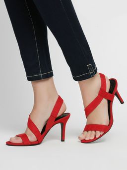 Twenty Dresses by Nykaa Fashion - Red Round Toe Curved Strap Stiletto Heels