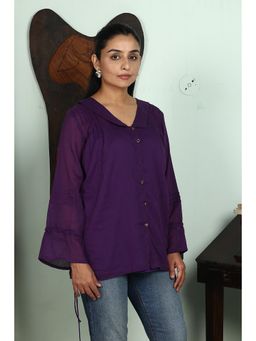 IMROZ HOUSE - Purple Malmal Tops with Inner Slip