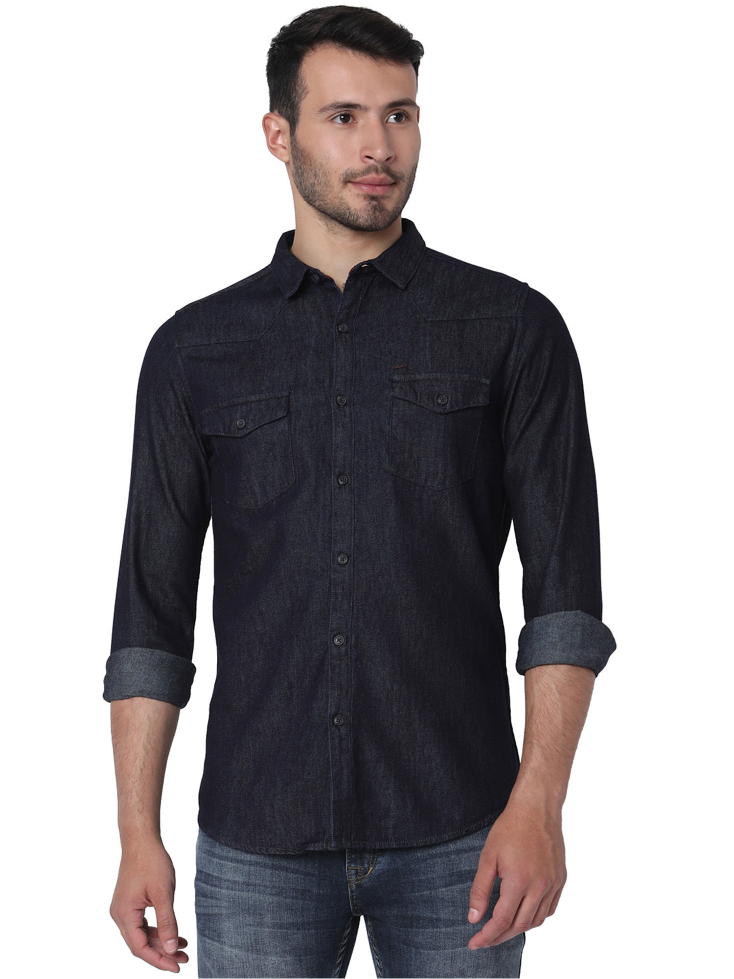 Buy Spykar Raw Blue Washed Denim Shirts 