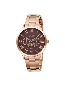 Strand by Obaku - Moon Coffee Moonphase Multifunction Brown Round Dial Mens Watch - S728GMVNSV