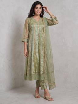 Gajra Gang - Organza Multi Embroidered Anarkali and Pant with Dupatta