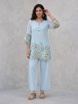 Gajra Gang - Women Summer Multi Floral Embroidered Cotton Co-Ord Set