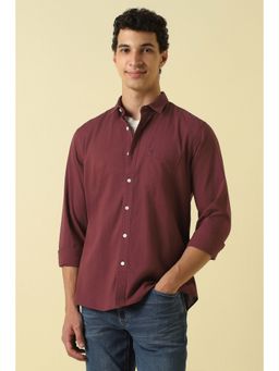 Allen Solly - Men Maroon Solid Full Sleeves Casual Shirt