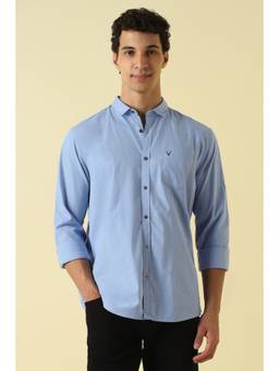Allen Solly - Men Light Blue Solid Full Sleeves Casual Shirt