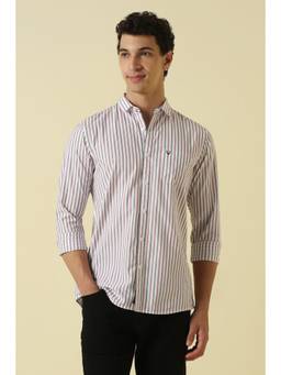Allen Solly - Men White Stripes Full Sleeves Casual Shirt
