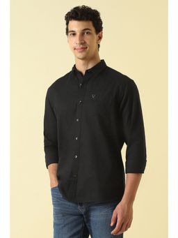 Allen Solly - Men Black Solid Full Sleeves Casual Shirt
