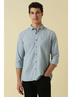 Allen Solly - Men Light Blue Regular Fit Textured Full Sleeves Casual Shirt