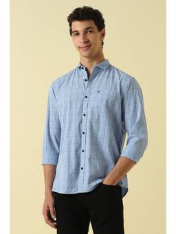 Allen Solly - Men Light Blue Checks Full Sleeves Casual Shirt