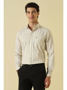 Allen Solly - Men Beige Stripes Full Sleeves Formal Shirt