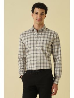 Allen Solly - Men Beige Checks Full Sleeves Formal Shirt