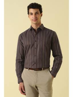 Allen Solly - Men Brown Stripes Full Sleeves Formal Shirt