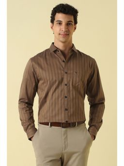 Allen Solly - Men Brown Stripes Full Sleeves Formal Shirt