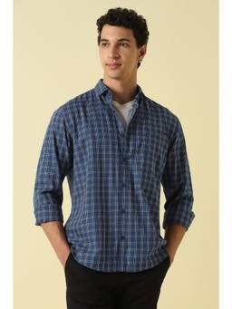 Allen Solly - Men Blue Slim Fit Checks Full Sleeves Casual Shirt