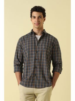 Allen Solly - Men Navy Blue Classic Regular Fit Checks Full Sleeves Casual Shirt