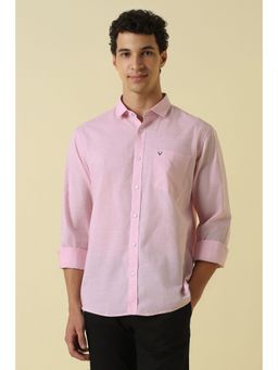 Allen Solly - Men Pink Regular Fit Solid Full Sleeves Casual Shirt