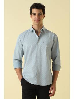 Allen Solly - Men Light Blue Regular Fit Printed Full Sleeves Casual Shirt
