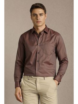 Louis Philippe - Men Brown Solid Full Sleeves Formal Shirt