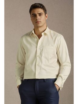 Louis Philippe - Men Cream Textured Full Sleeves Formal Shirt