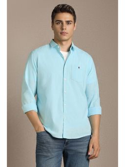 Louis Philippe - Men Light Blue Solid Full Sleeves Casual Shirt