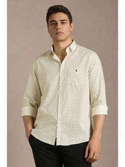 Louis Philippe - Men Beige Printed Full Sleeves Casual Shirt