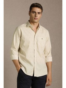 Louis Philippe - Men Beige Floral Printed Full Sleeves Casual Shirt