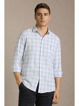 Louis Philippe - Men Light Blue Checks Full Sleeves Casual Shirt