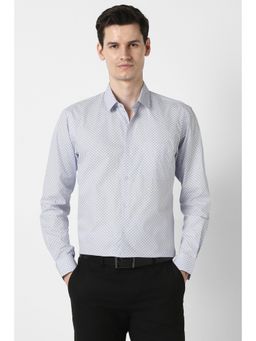 Peter England - Men Blue Printed Full Sleeves Formal Shirt
