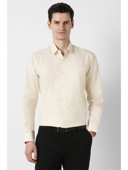 Peter England - Men Beige Printed Full Sleeves Formal Shirt