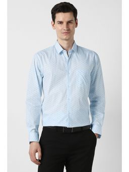 Peter England - Men Light Blue Printed Full Sleeves Formal Shirt
