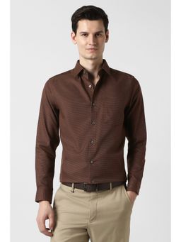 Peter England - Men Brown Slim Fit Full Sleeves Formal Shirt