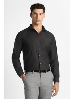 Van Heusen - Men Black Solid Full Sleeves Formal Shirt