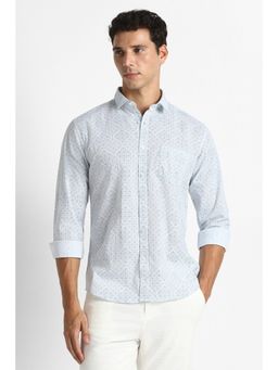 Van Heusen - Men Light Blue Printed Full Sleeves Party Shirt
