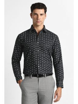 Van Heusen - Men Black Printed Full Sleeves Formal Shirt