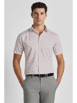 Van Heusen - Men Peach Floral Printed Half Sleeves Party Shirt