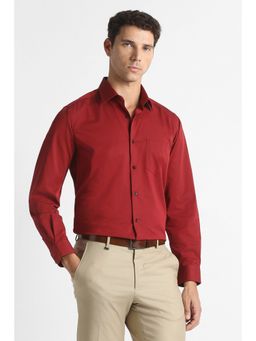 Van Heusen - Men Red Solid Full Sleeves Formal Shirt