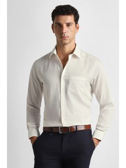 Van Heusen - Men Cream Textured Full Sleeves Formal Shirt